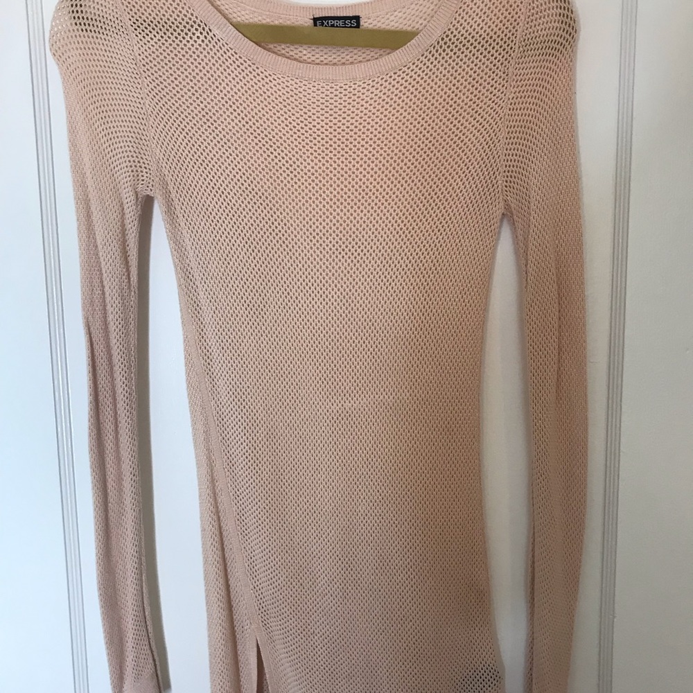 EXPRESS blush colored mesh sweater
